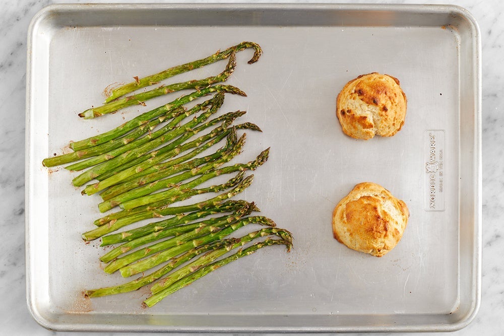 recipe-step-image-Bake the biscuits & asparagus}