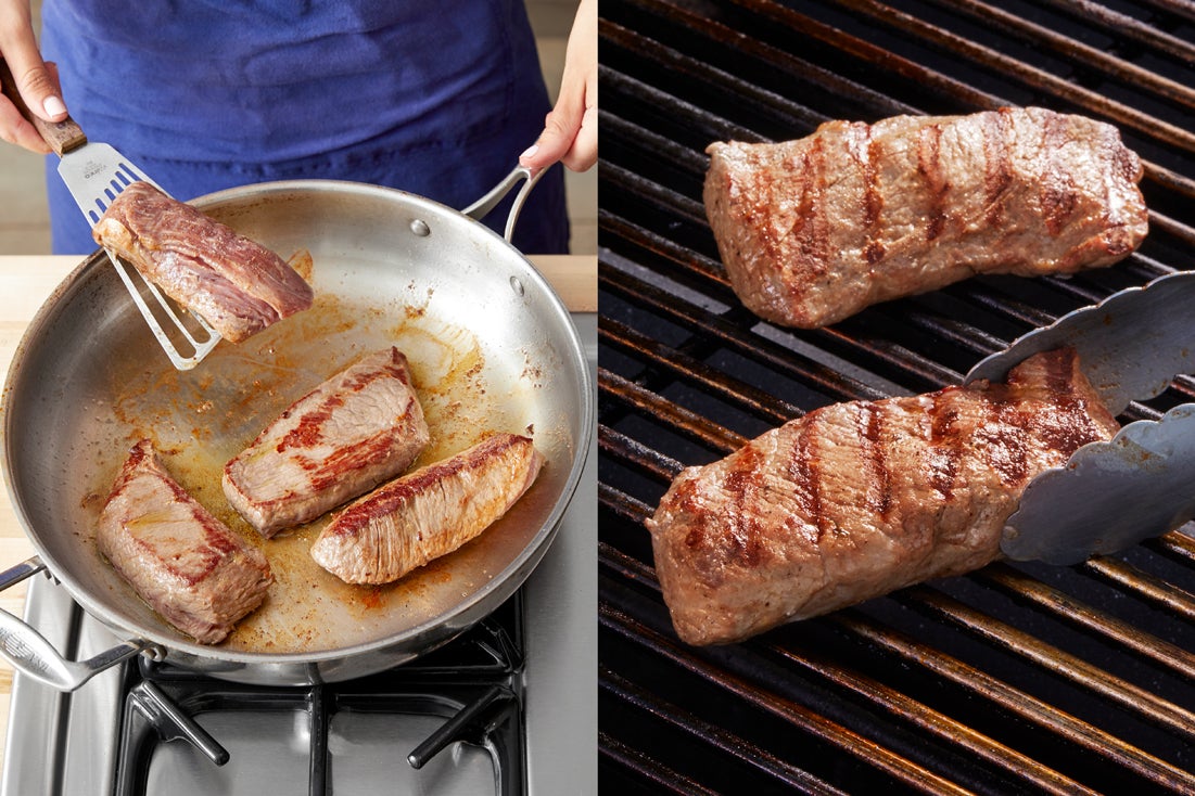 recipe-step-image-Cook the steaks:}