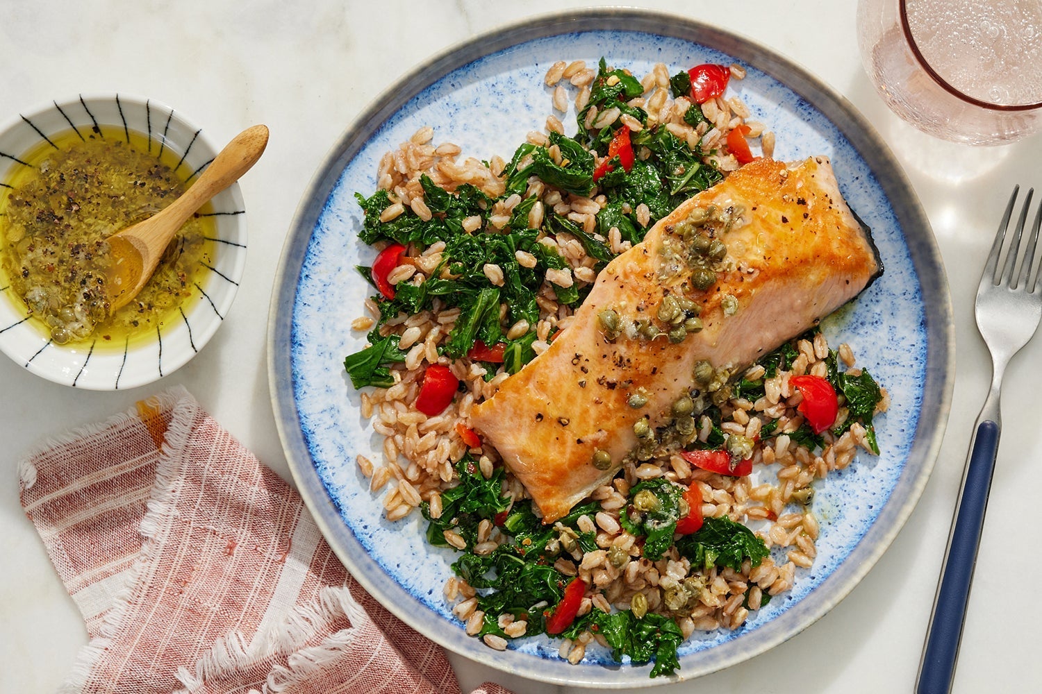 Seared Salmon & Lemon Caper Sauce