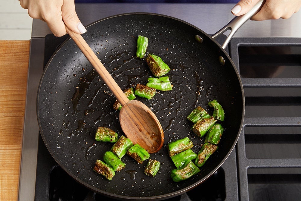 recipe-step-image-Char the peppers & finish the quinoa:}
