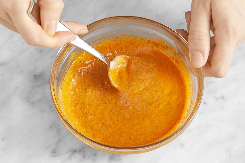 recipe-step-image-Make the creamy romesco sauce & serve your dish}