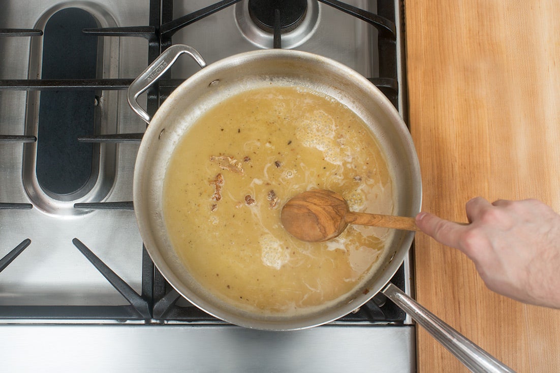 recipe-step-image-Make the pan sauce & serve your dish:}