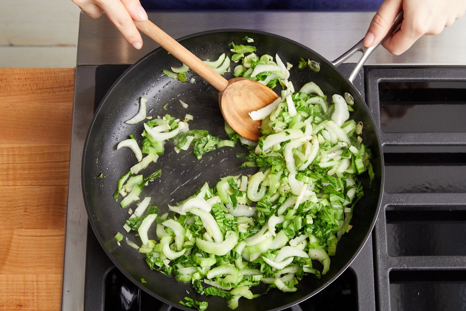 recipe-step-image-Cook the bok choy & finish the rice:}
