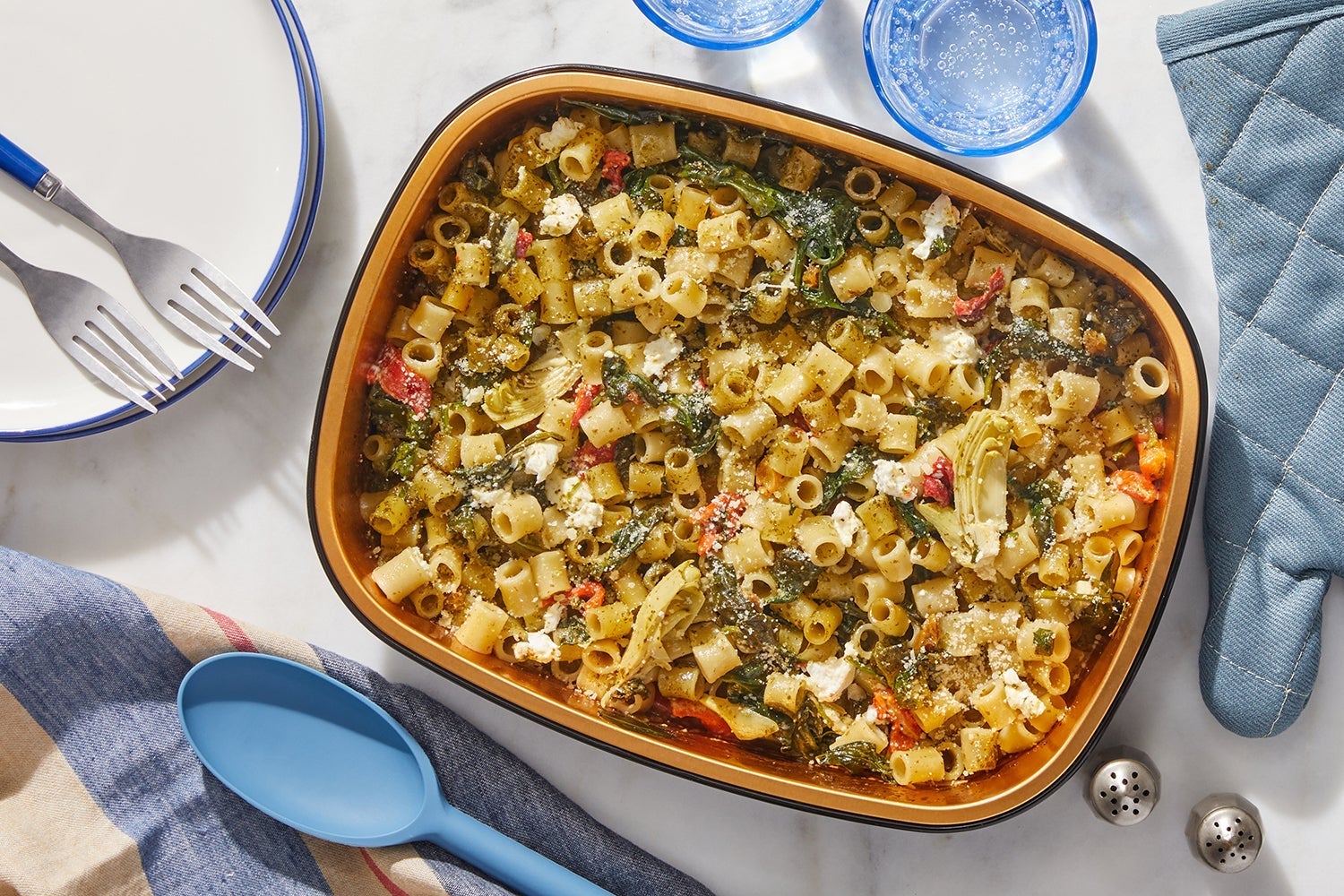 Oven Baked Spinach & Artichoke Pasta