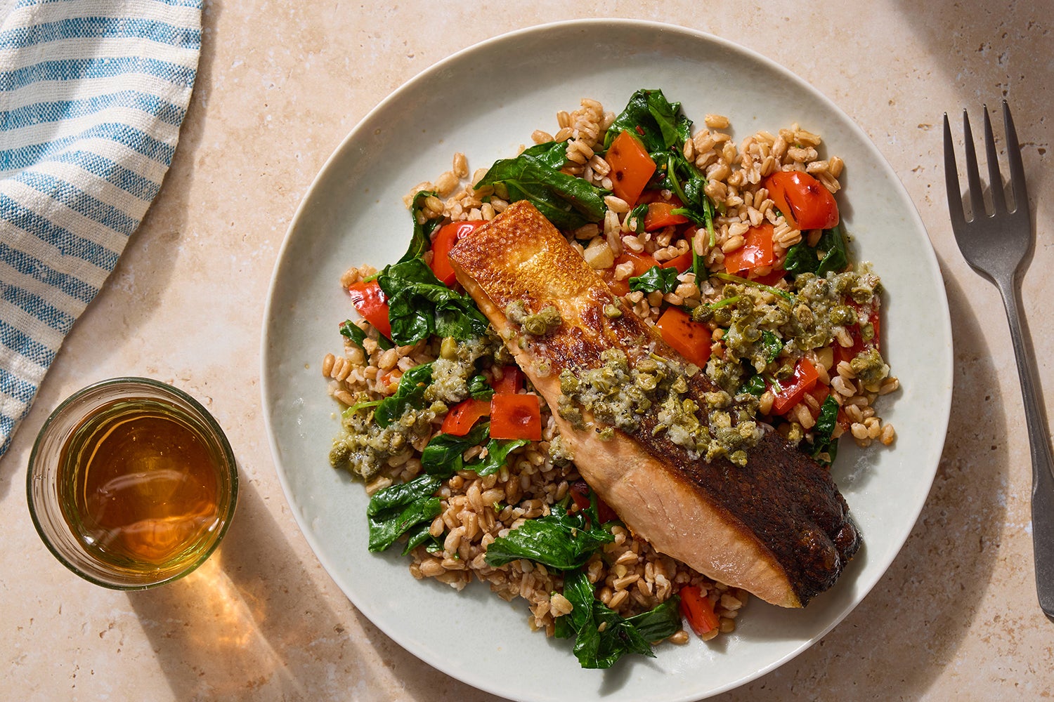 Seared Salmon & Lemon Caper Sauce